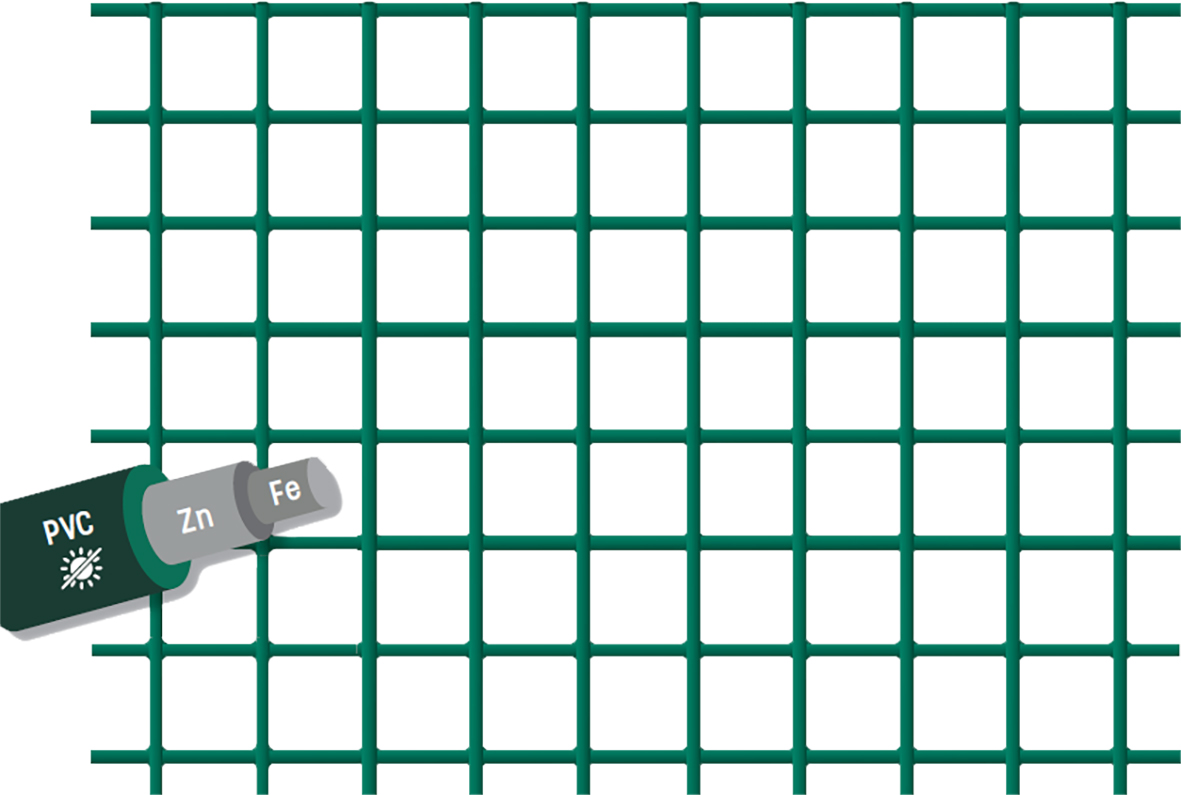 MALLA ELECTROSOLDADA GALVANIZADA REVESTIDA PVC VOLIPLAST13X13X1,2 25X1,00M