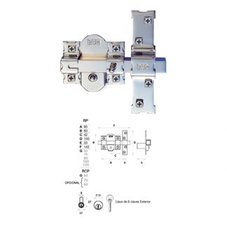CERROJO 01114 301-RP/80 50MM NIQUEL/DO.