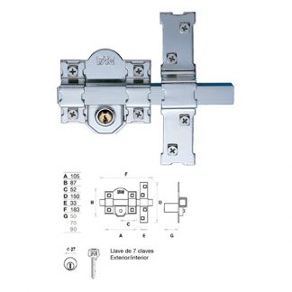 CERROJO 01558 101-L/105 70MM PINTADO