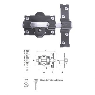 CERROJO TRABA 24001 101-R 50MM PINTADO