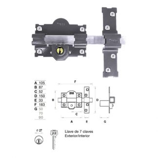 CERROJO TRABA 24004 101-L 50MM PINTADO
