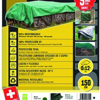 TOLDO POLIETILENO 90GR. 06X10MT VERDE